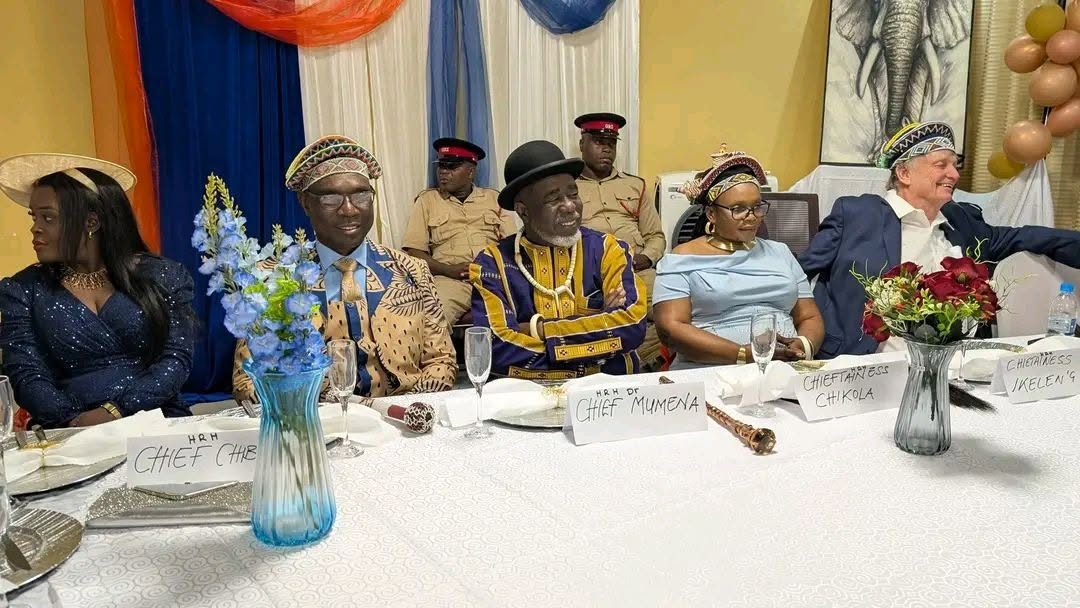 HRH Chief Chibwika and fellow chiefs at the May 2026 fundraising dinner
