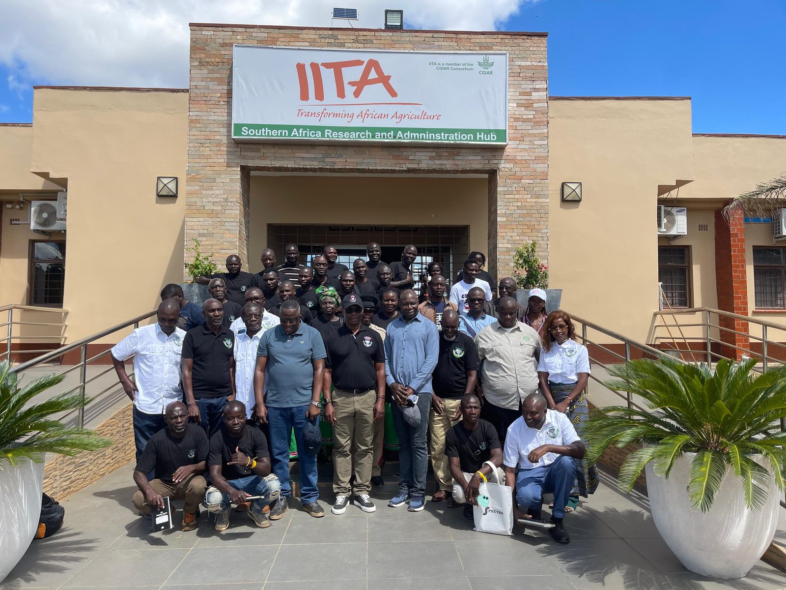 Chief Chibwika and delegation at IITA Southern Africa Hub
